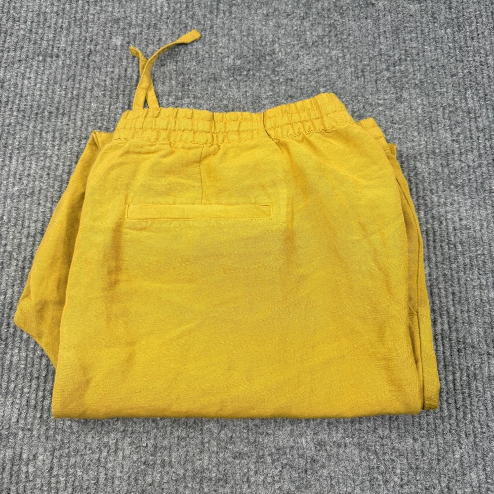 New J.Jill Pants Women Large Tall Yellow Linen Rayon Elastic Waist Drawstring